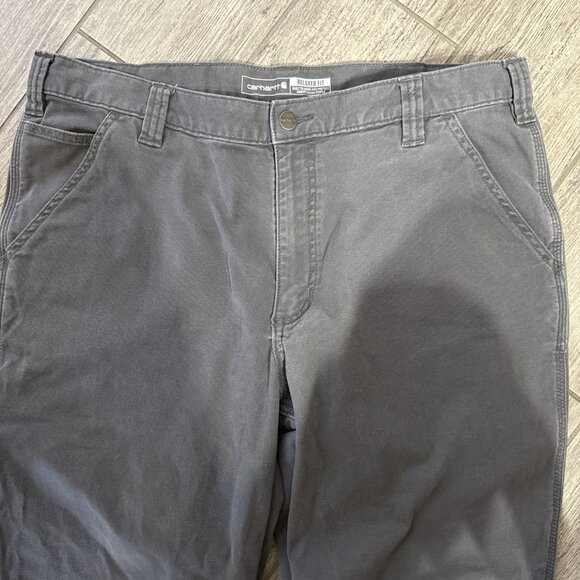 NICE Carhartt Men's 38x30 Relaxed Fit Workwear Carpenter Cargo 14806 Gray Pants - Picture 5 of 7